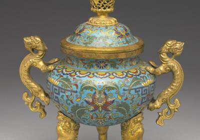 图片[3]-Copper incense burner in cloisonne enamels, Qing dynasty (1644-1911)-China Archive